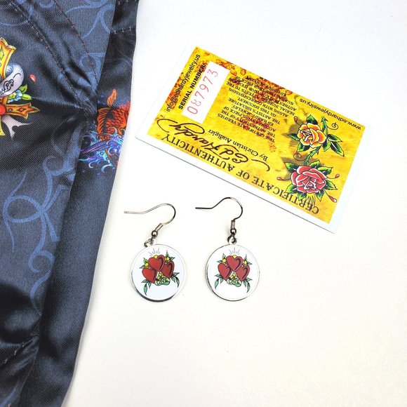 ED HARDY VINTAGE Style Earrings /HEAR HOOP EARRINGS - Picture 4 of 4